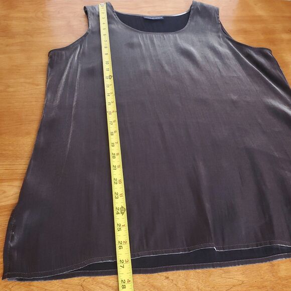 Silver Metallic Top US Sz 12 L Sleeveless Gray Shiny Club Rave Elegant - Picture 10 of 10